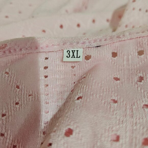 PINK EYELET KNIT LONG SLEEVE SPRING TEE TOP 3X - Picture 5 of 9